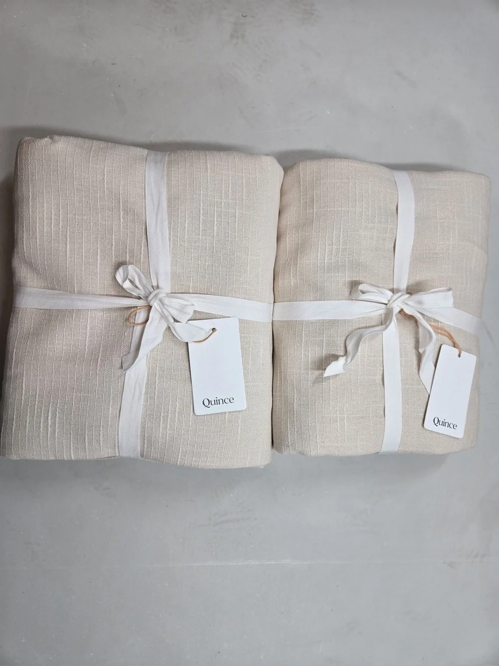 NWT QUINCE Set Of 2 48x84 Cotton Slub Blackout Curtains Natural 0723